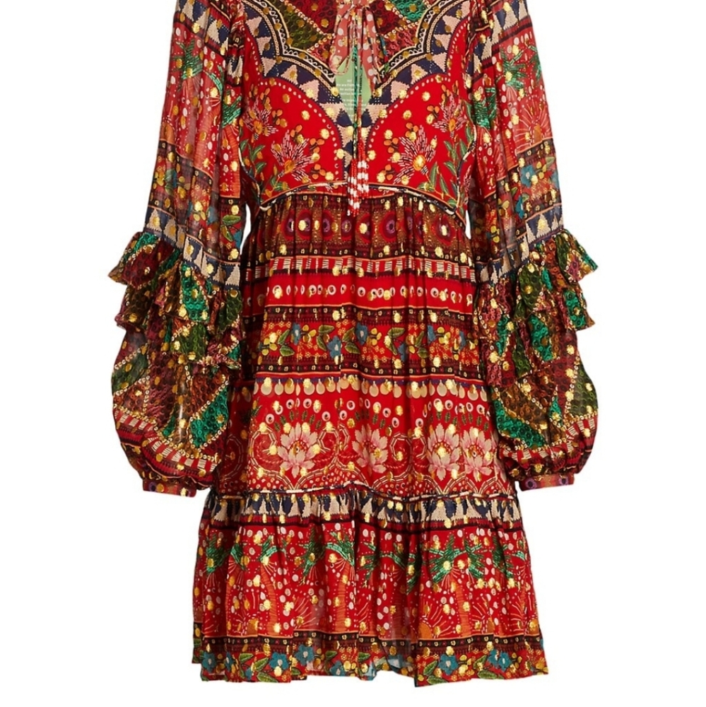 NWT Farm Rio Tropical Shine Dress In Red - Picture 15 of 16